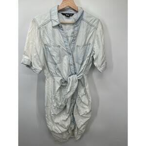 Veronica Beard Hensley Mini Dress Glacier Blue Tie Snap Front Ruched Size 4